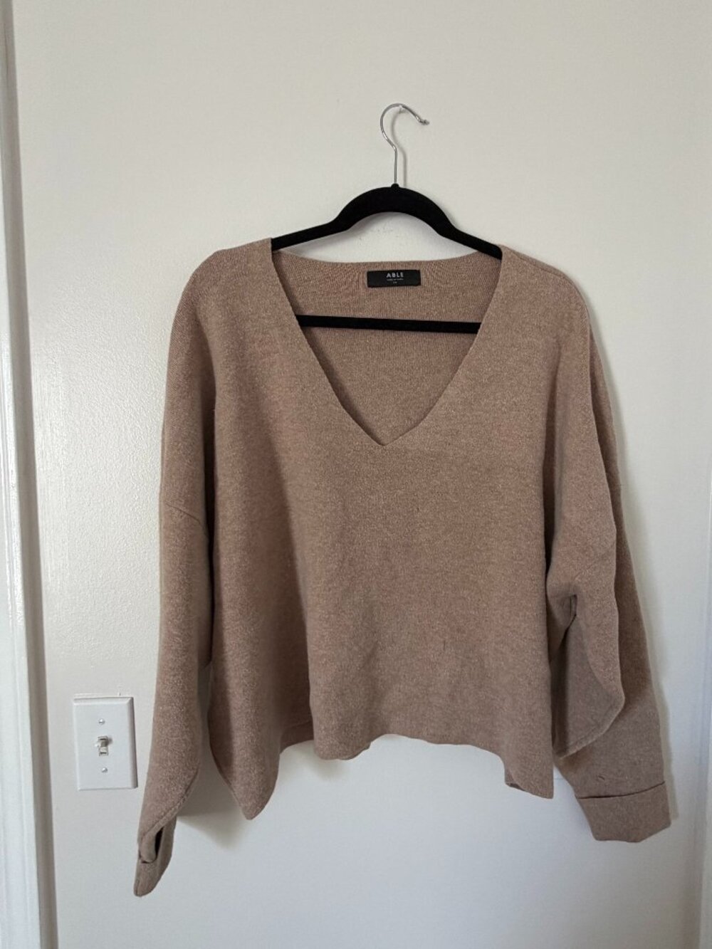 ABLE Marlowe V Neck Sweater - Camel